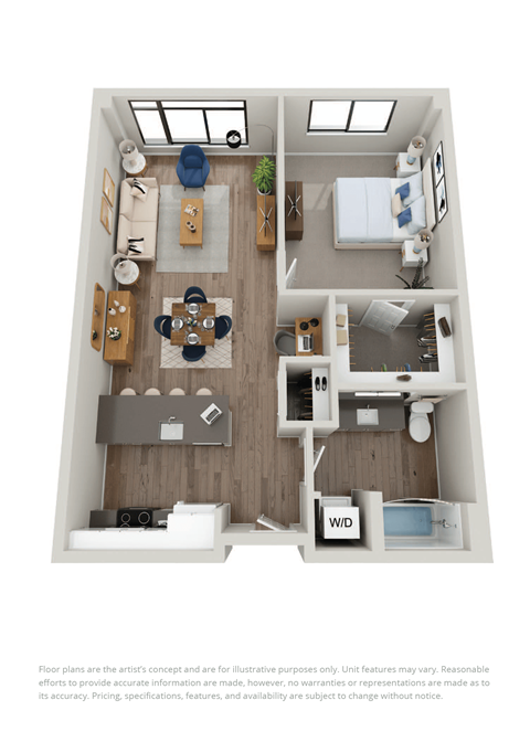 3d floor plan of a 2100 sq ft apartment